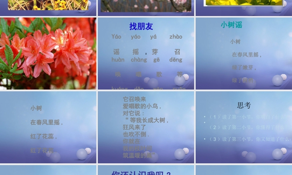 （秋季版）一年级语文下册 课文1 2 小树谣课件3 语文S版-语文S版小学一年级下册语文课件