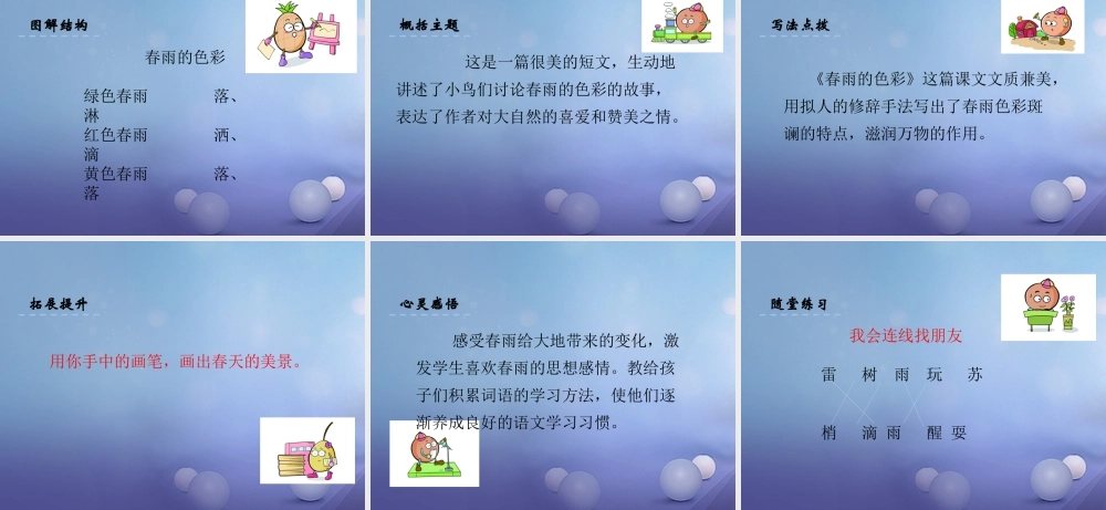 （秋季版）一年级语文下册 课文1 3 春雨的色彩课件1 语文S版-语文S版小学一年级下册语文课件