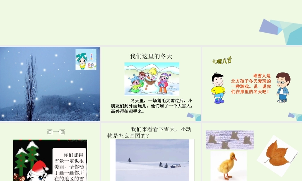 （秋季版）一年级语文上册 我们这里的冬天课件 长春版-长春版小学一年级上册语文课件