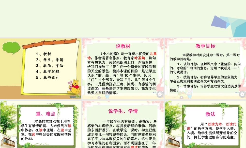 （秋季版）一年级语文上册 课文2 小小的船说课课件 新人教版-新人教版小学一年级上册语文课件