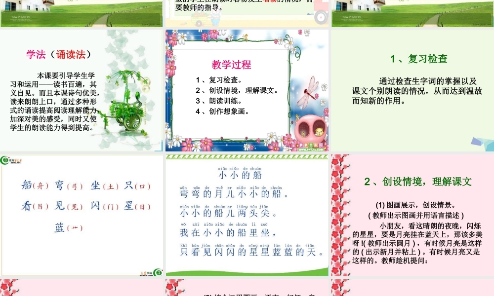 （秋季版）一年级语文上册 课文2 小小的船说课课件 新人教版-新人教版小学一年级上册语文课件