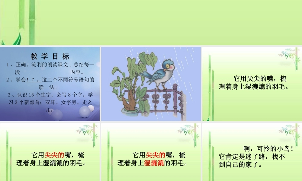 （秋季版）一年级语文下册 课文2 5《阳台上的小鸟》课件9 语文S版-语文S版小学一年级下册语文课件