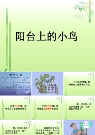 （秋季版）一年级语文下册 课文2 5《阳台上的小鸟》课件9 语文S版-语文S版小学一年级下册语文课件