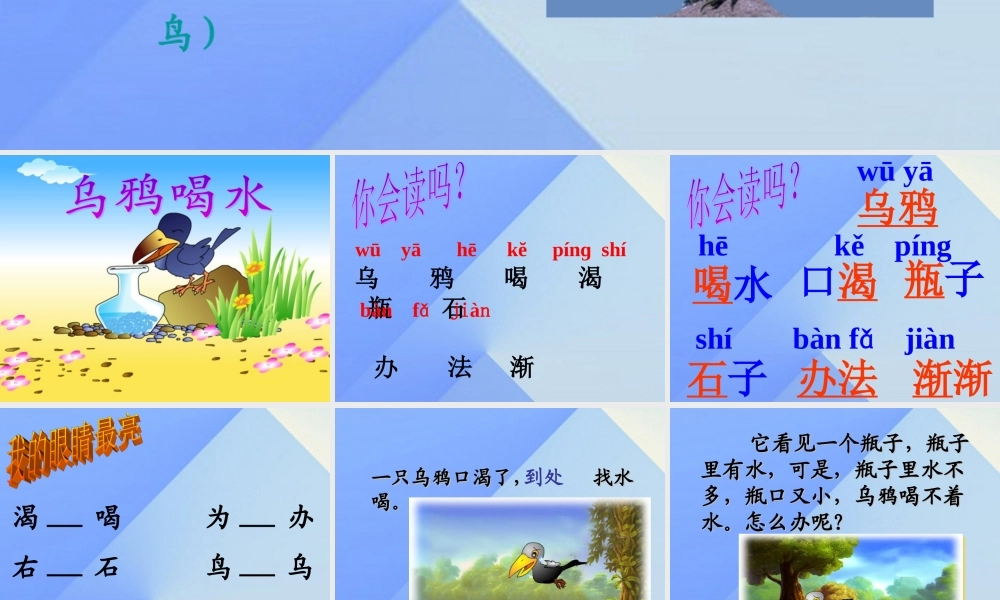 （秋季版）一年级语文上册 课文4 13 乌鸦喝水课件2 新人教版-新人教版小学一年级上册语文课件