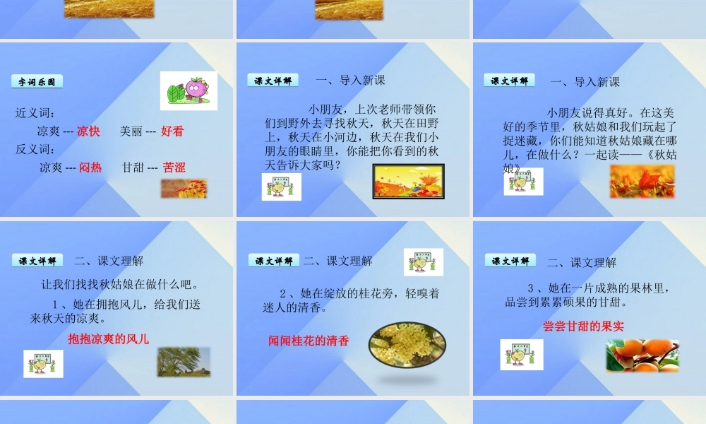 （秋季版）一年级语文上册 课文5 秋姑娘课件 苏教版-苏教版小学一年级上册语文课件