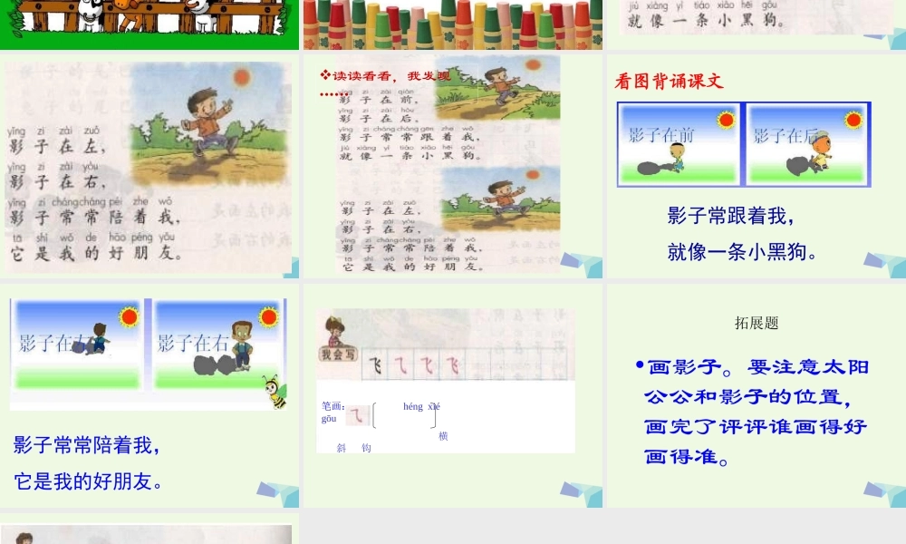 （秋季版）一年级语文上册 课文5 影子课件1 新人教版-新人教版小学一年级上册语文课件