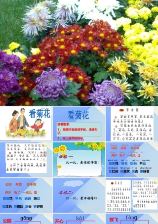 （秋季版）一年级语文上册 课文6 看菊花课件3 苏教版-苏教版小学一年级上册语文课件