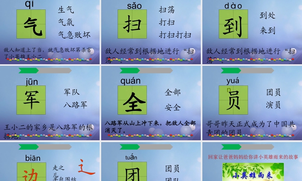 （秋季版）一年级语文下册 课文3 10《小英雄王二小》课件9 语文S版-语文S版小学一年级下册语文课件