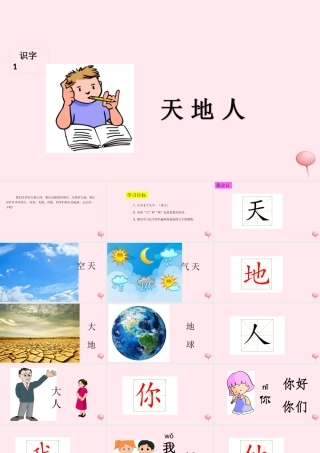 识字（一）1天地人课堂教学课件1