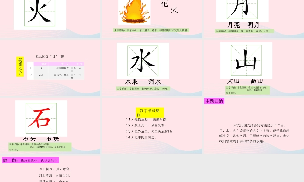 识字（一）4日月水火课堂教学课件1