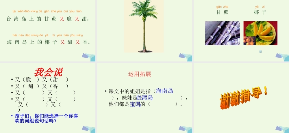 （秋季版）一年级语文上册 课文11 姐妹岛课件1 西师大版-西师大版小学一年级上册语文课件