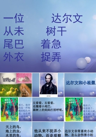 （秋季版）一年级语文下册 课文4 14《达尔文和小松鼠》课件1 语文S版-语文S版小学一年级下册语文课件