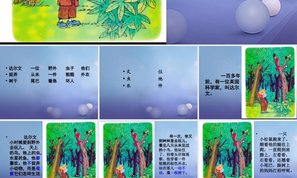 （秋季版）一年级语文下册 课文4 14《达尔文和小松鼠》课件5 语文S版-语文S版小学一年级下册语文课件