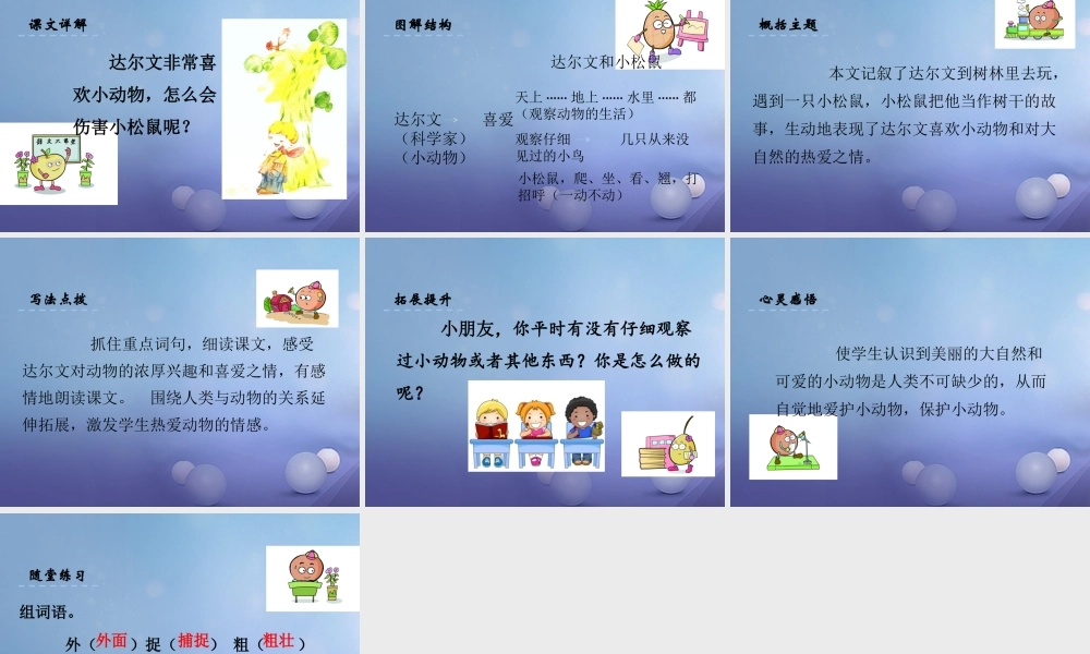 （秋季版）一年级语文下册 课文4 14《达尔文和小松鼠》课件6 语文S版-语文S版小学一年级下册语文课件