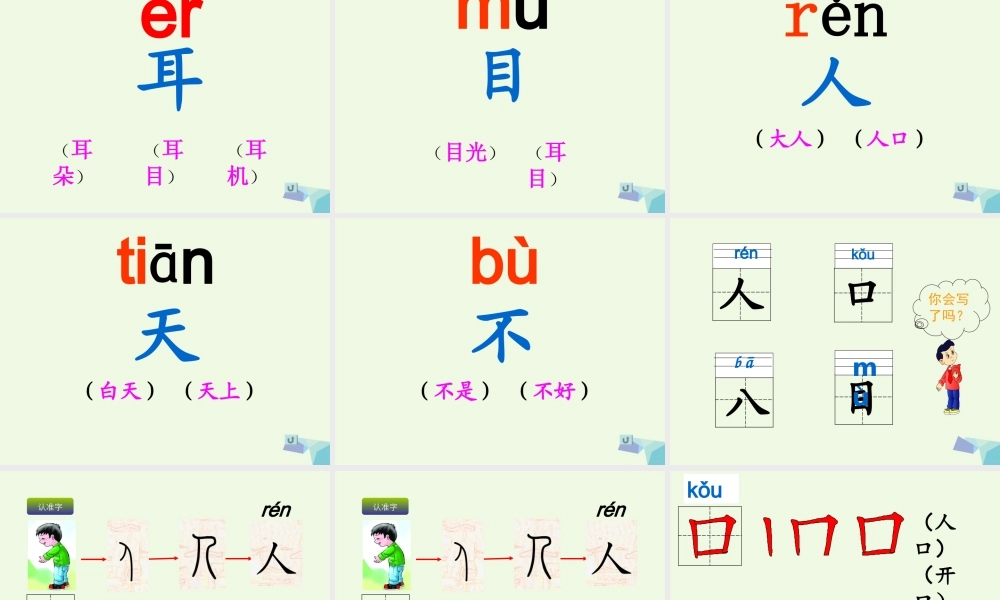 （秋季版）一年级语文上册 识字1 手足口耳目课件1 语文S版-语文S版小学一年级上册语文课件