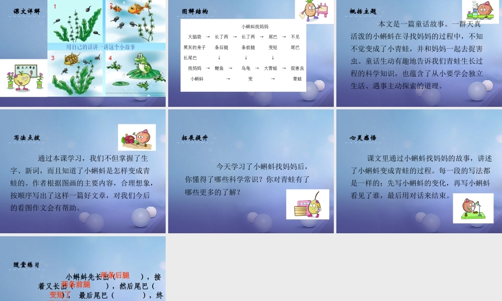 （秋级语文下册 课文4 15《小蝌蚪找妈妈》课件5 语文S版-语文S级下册语文课件
