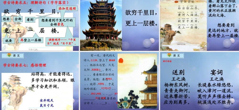 （秋级语文下册 课文6 21古诗二首《登鹳雀楼》课件 语文S版-语文S级下册语文课件