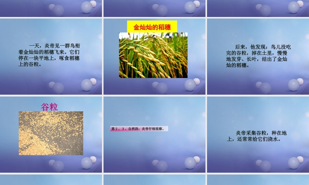 （秋季版）一年级语文下册 课文6 22 炎帝种谷课件 语文S版-语文S版小学一年级下册语文课件