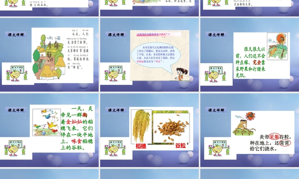 （秋级语文下册 课文6 22.炎帝种谷课件 语文S版-语文S级下册语文课件