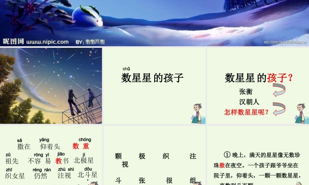 （秋级语文下册 12.1 数星星的孩子课件3 北师大版-北师大级下册语文课件