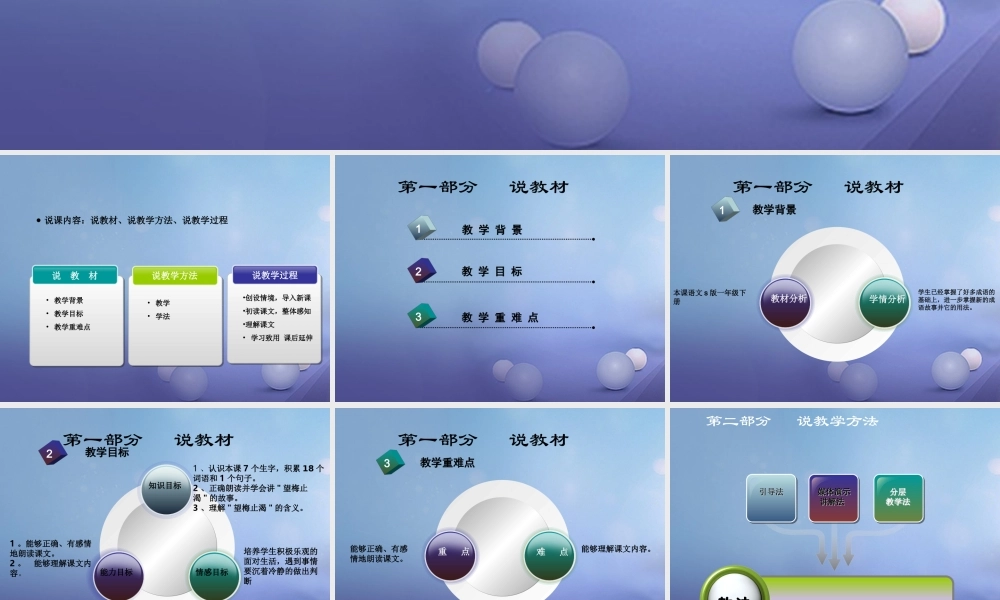 （秋季版）一年级语文下册 课文6 23《望梅止渴》说课课件 语文S版-语文S版小学一年级下册语文课件