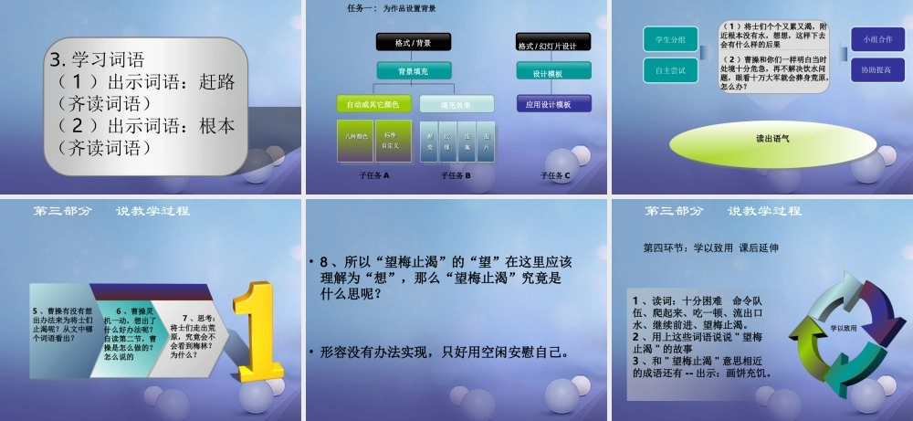 （秋季版）一年级语文下册 课文6 23《望梅止渴》说课课件 语文S版-语文S版小学一年级下册语文课件