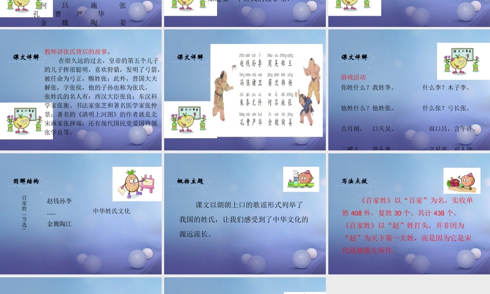 （秋季版）一年级语文下册 识字（二）5 百家姓（节选）课件2 语文S版-语文S版小学一年级下册语文课件