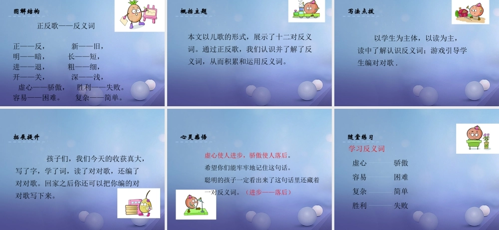 （秋季版）一年级语文下册 识字（二）7 正反歌课件2 语文S版-语文S版小学一年级下册语文课件