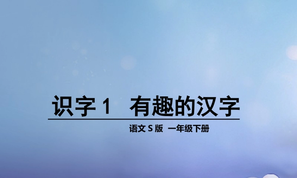 （秋级语文下册 识字（一）1 有趣的汉字课件4 语文S版-语文S级下册语文课件