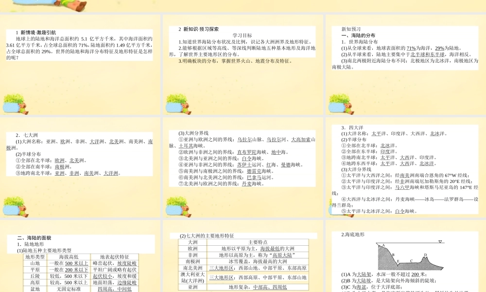 -高考地理一轮复习 区域地理 第2章 世界地理 第1节 世界的陆地和海洋课件-人教版高三全册地理课件