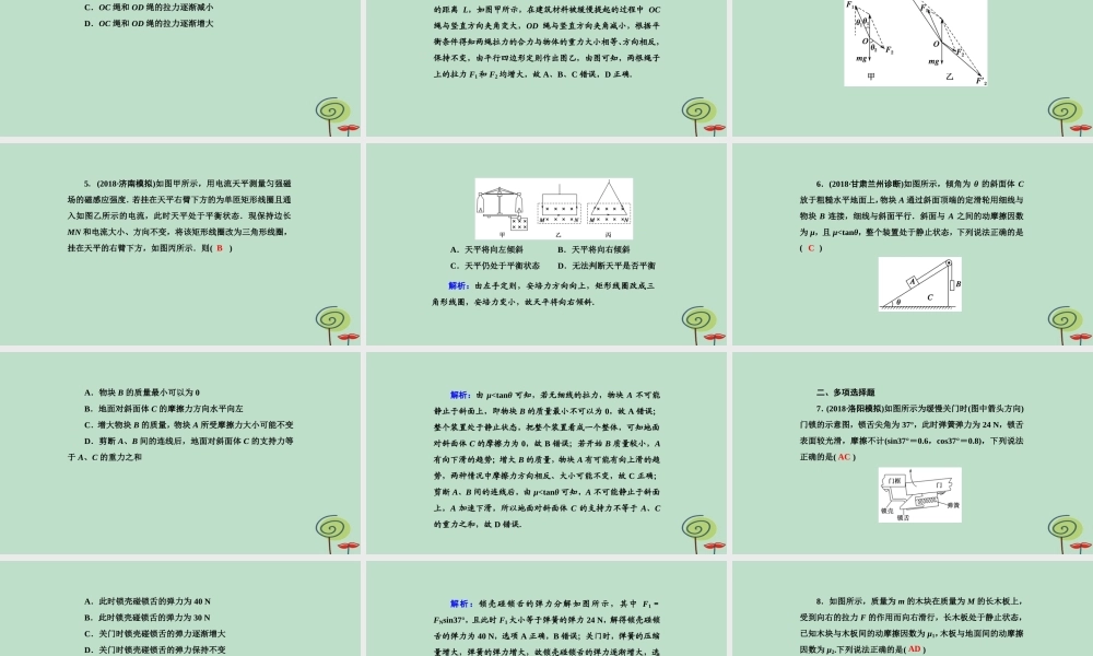 -高考物理二轮复习 专题限时训练1 力与物体的平衡课件-人教版高三全册物理课件