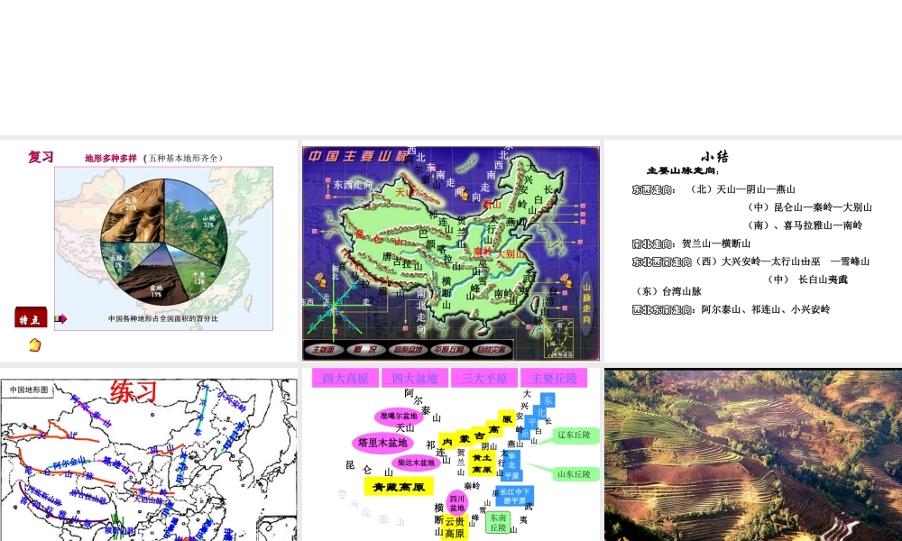 -八年级地理上册 2.1地形地势特征（第2课时）课件 （新版）商务星球版-（新版）商务星球版初中八年级上册地理课件