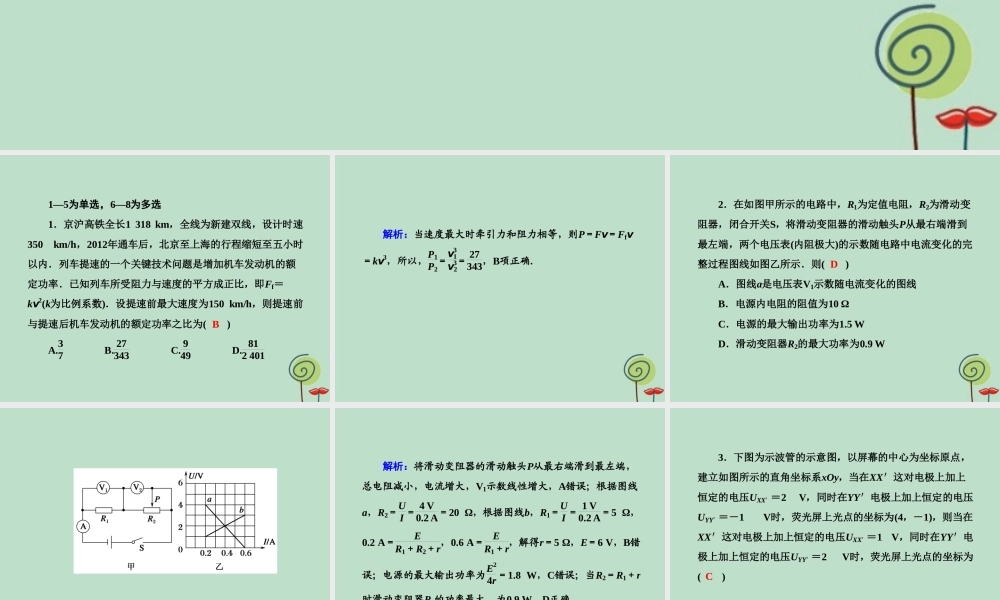 -高考物理二轮复习 选择题提速练课件11-人教版高三全册物理课件