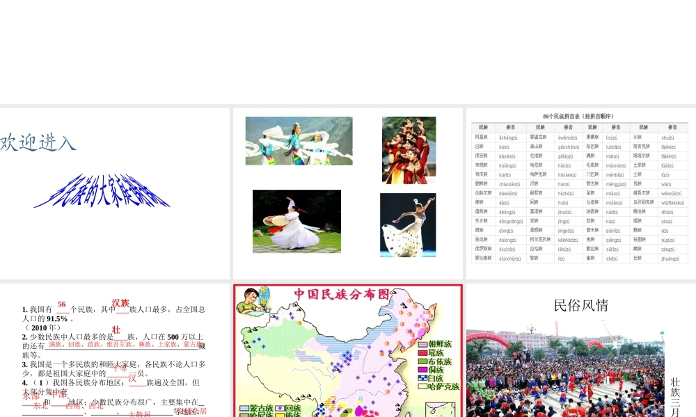 -八年级地理上册 第1章 第3节 多民族的大家庭课件 （新版）商务星球版-（新版）商务星球版初中八年级上册地理课件