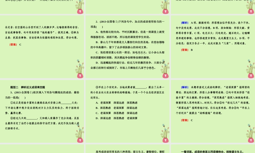 -高考语文二轮复习 高考第三大题 语言文字运用 17 成语题课件-人教版高三全册语文课件
