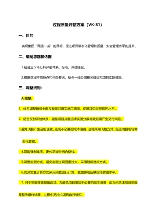过程质量评估方案（VK-S1）
