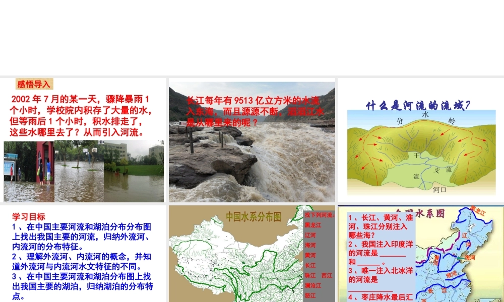 -八年级地理上册 第2章 第3节河流和湖泊（第1课时）课件 （新版）商务星球版-（新版）商务星球版初中八年级上册地理课件