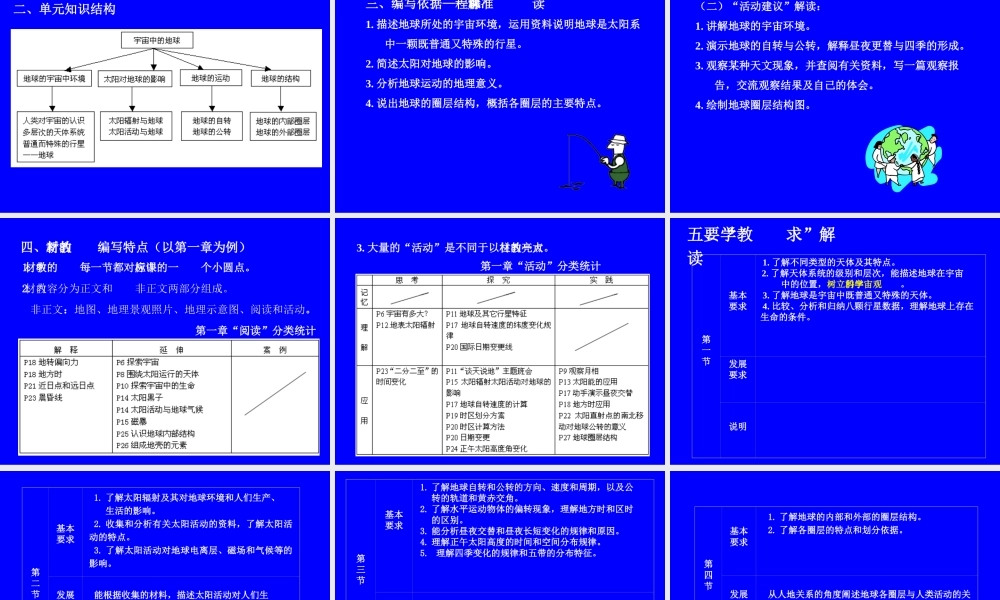07学年培训：必修Ⅰ《第一章宇宙中的地球》