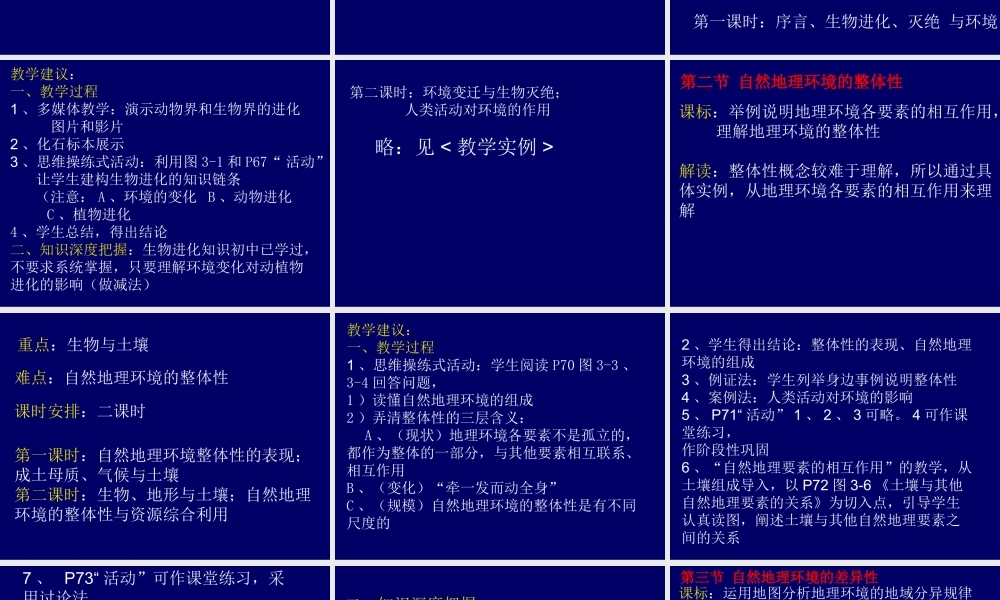 07学年培训：必修Ⅰ《第三章自然地理环境的整体性与差异性》