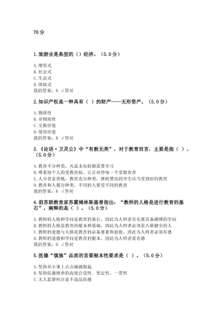 旅游业知识产权测试题