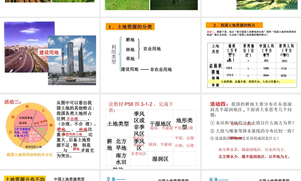 -八年级地理上册 第3章 第1节 合理利用土地资源课件 （新版）商务星球版-（新版）商务星球版初中八年级上册地理课件