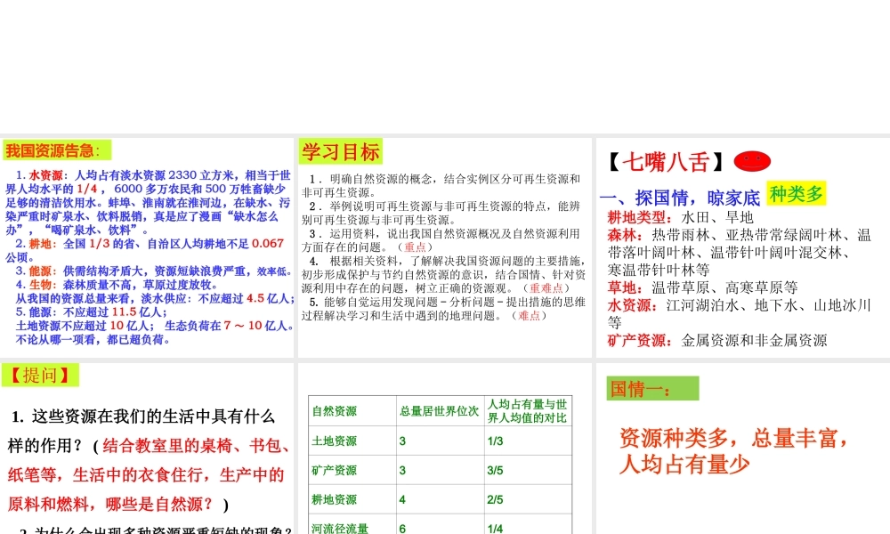 -八年级地理上册 第3章 合理利用与保护自然资源课件（1）（新版）商务星球版-（新版）商务星球版初中八年级上册地理课件