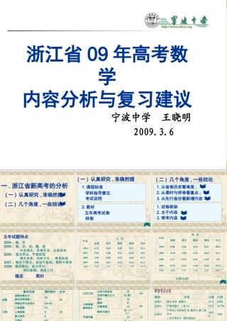 09数学高考内容分析与复习建议(王晓明) 