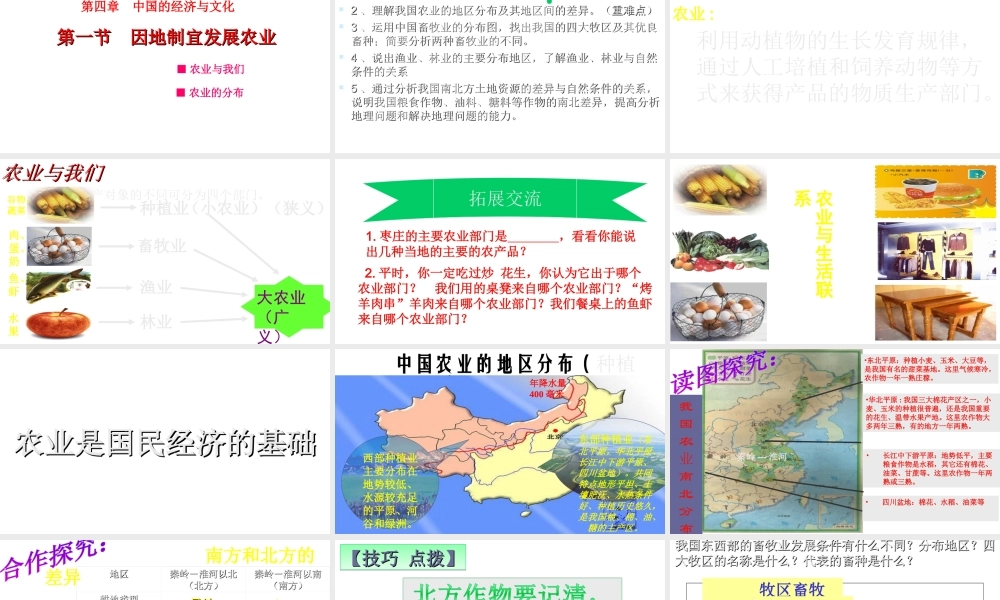 -八年级地理上册 第4章 第1节 因地制宜发展农业（第1课时）课件 （新版）商务星球版-（新版）商务星球版初中八年级上册地理课件