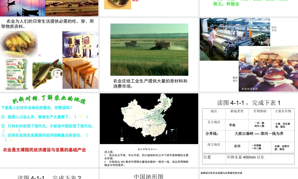 -八年级地理上册 第4章第1节 因地制宜发展农业（第1课时）课件 （新版）商务星球版-（新版）商务星球版初中八年级上册地理课件