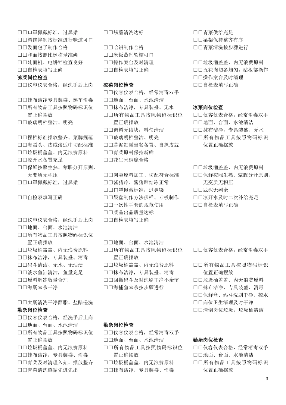 闽江路厨房值班检查表_第3页