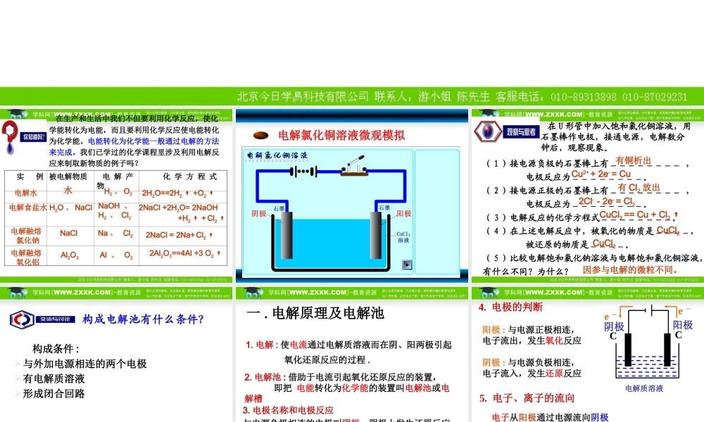 1.2.2《电解池原理与应用》课件（苏教版选修4）
