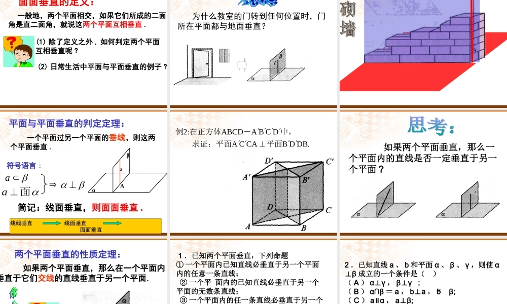 1.2.4平面与平面的位置关系（2）