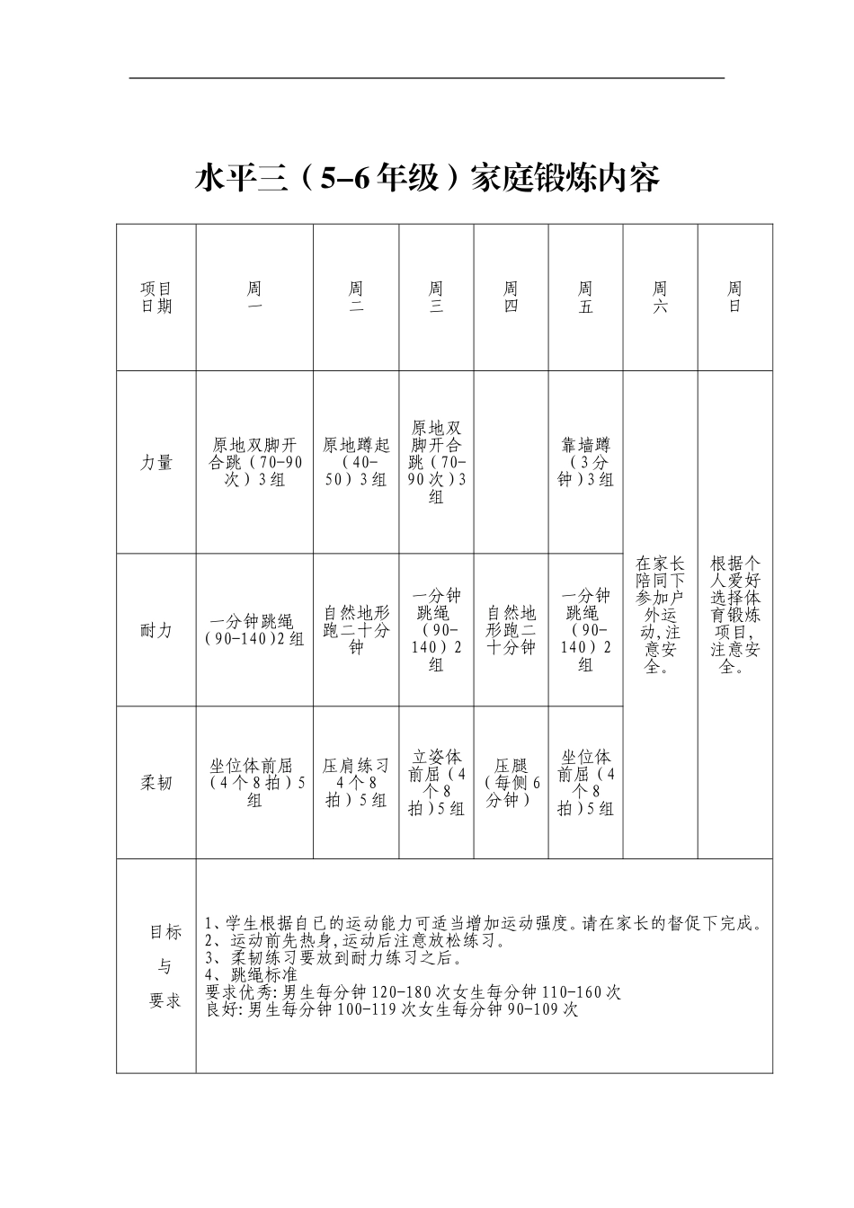 水平一（1-2年级）家庭锻炼内容_第3页