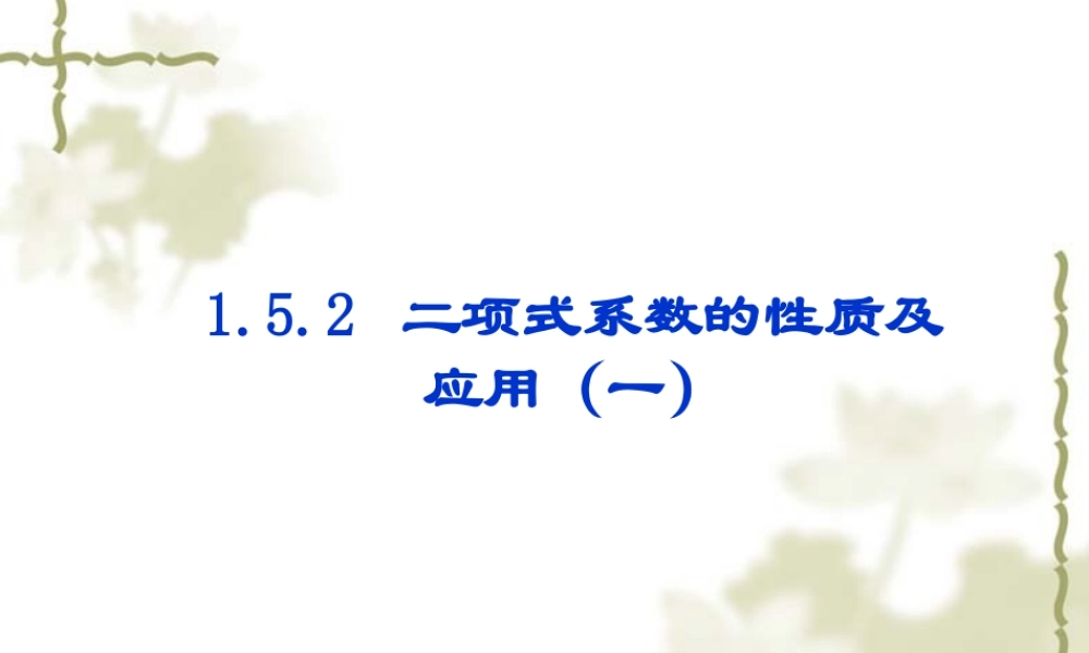 1.5.2二项式系数的性质及应用1
